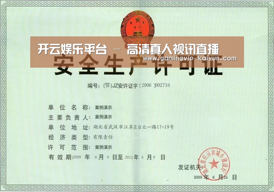 开云真人荣誉证书三